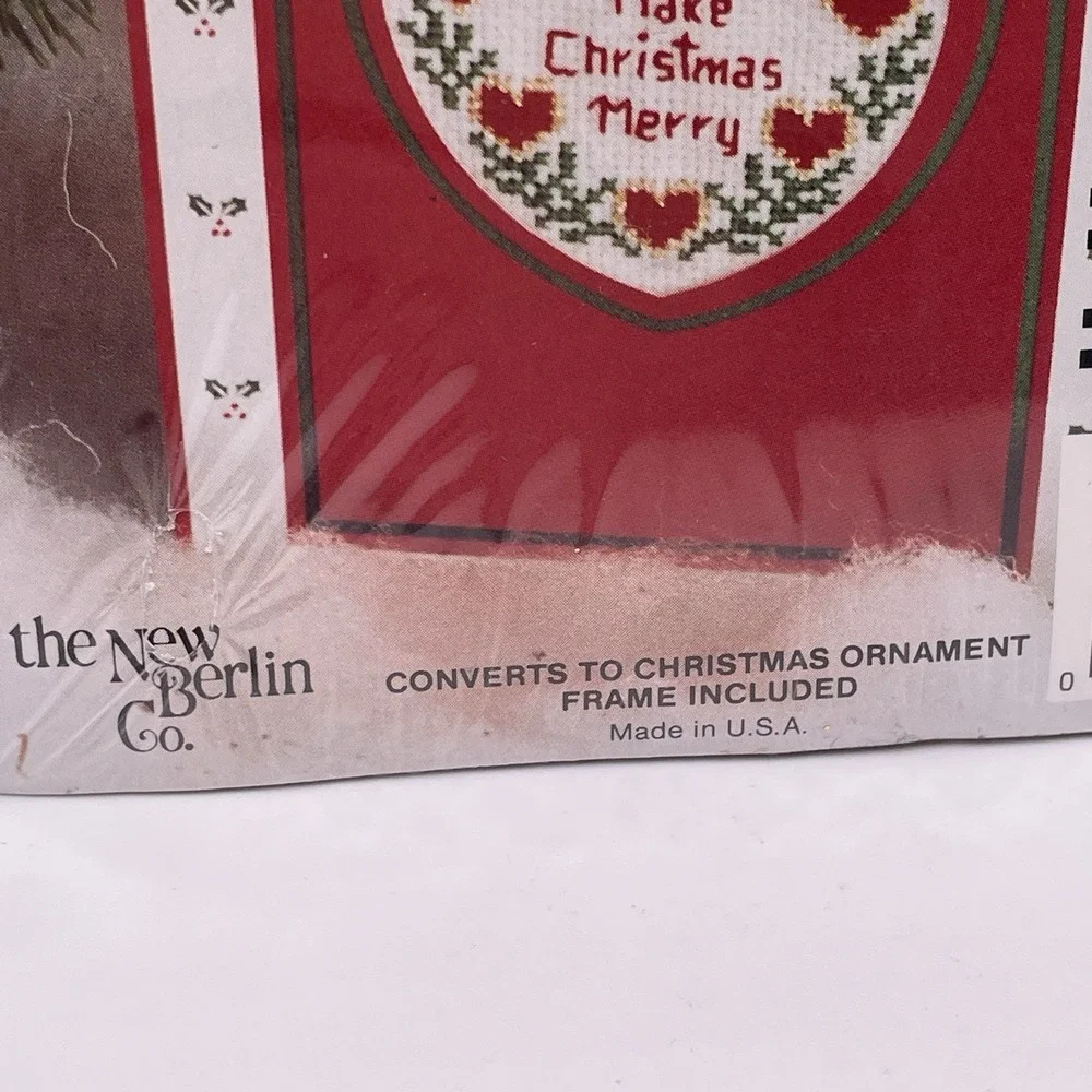 Vintage New Berlin Co Friends Make Christmas Merry Cross Stitch Card Kit 30502